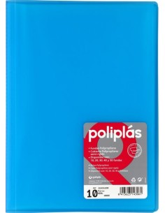 CARPETA Fº 10 FUNDAS SOLDADAS TRANSLUCIDAS AZUL POLIPLAS
